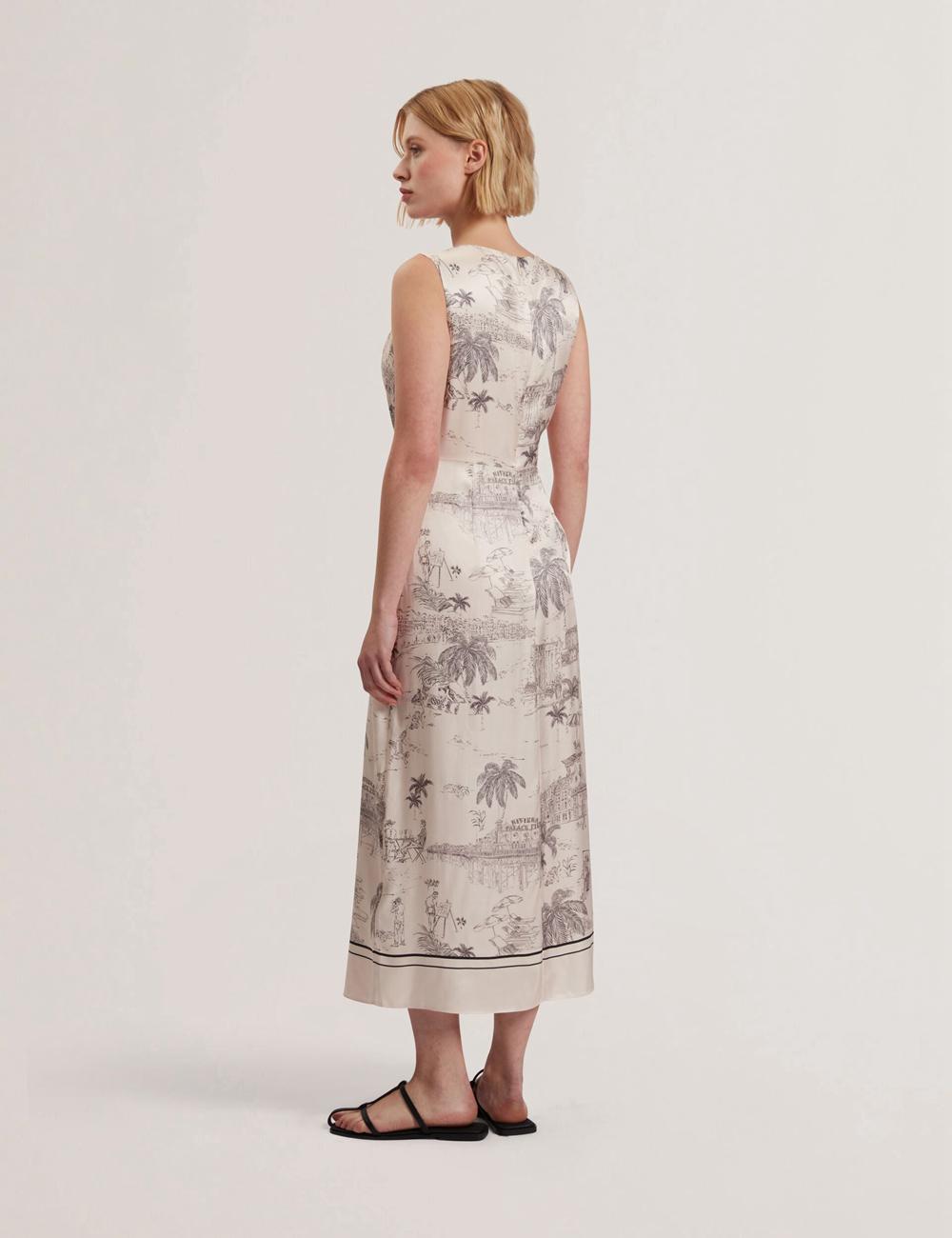Nude-Pink Ted Baker MARRONA - Printed Wrap Front Sleeveless Women Midi Dresses | Ireland  3961-VBJCZ