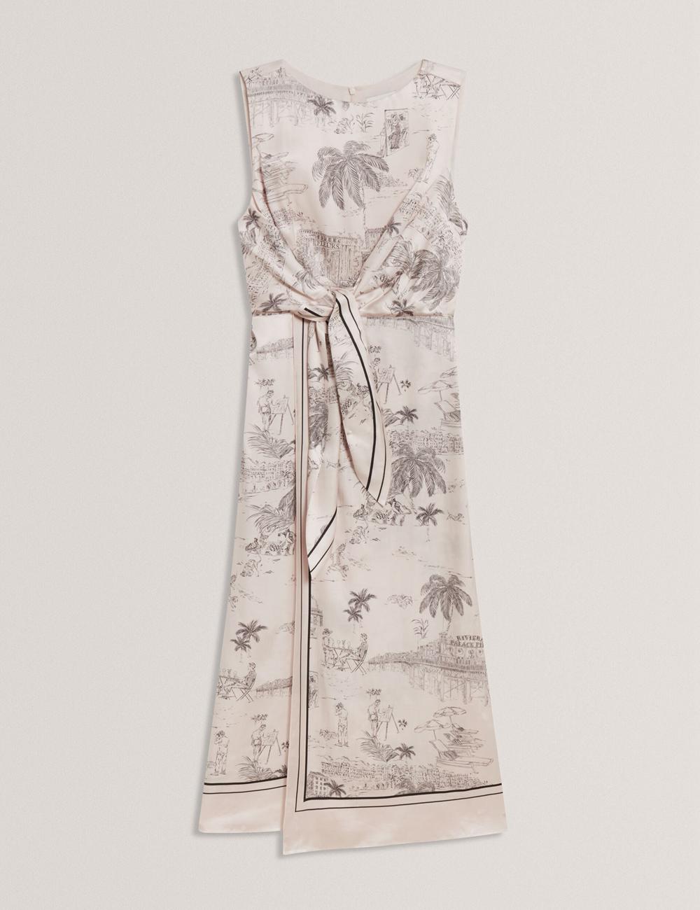 Nude-Pink Ted Baker MARRONA - Printed Wrap Front Sleeveless Women Midi Dresses | Ireland  3961-VBJCZ