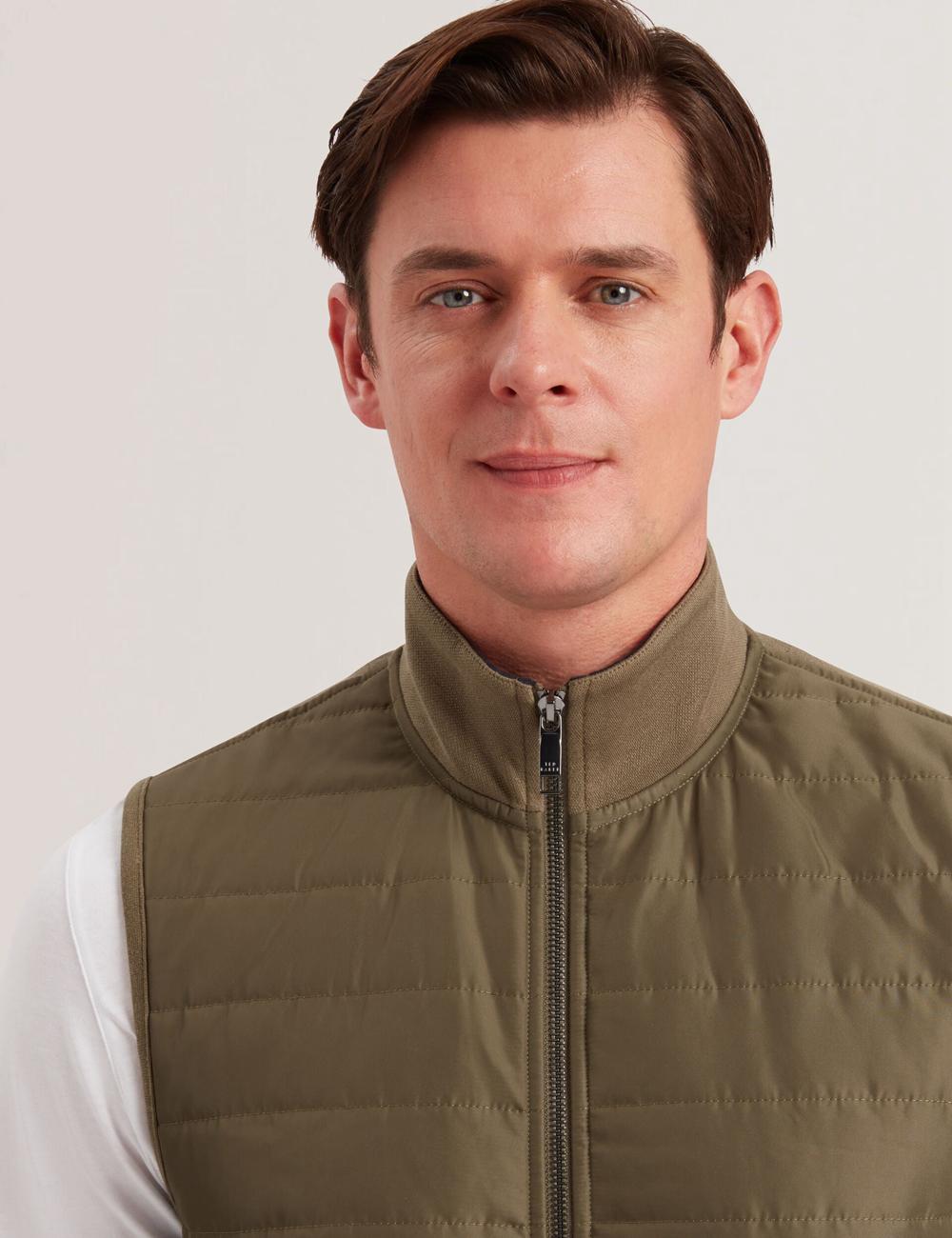 Olive Ted Baker ATHO - Quilted Funnel Neck Zip-Up Men Gillets | Ireland  0918-SDVJE