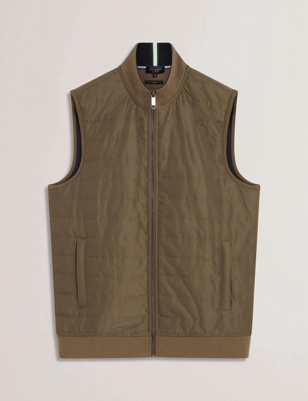 Olive Ted Baker ATHO - Quilted Funnel Neck Zip-Up Men Gillets | Ireland  0918-SDVJE