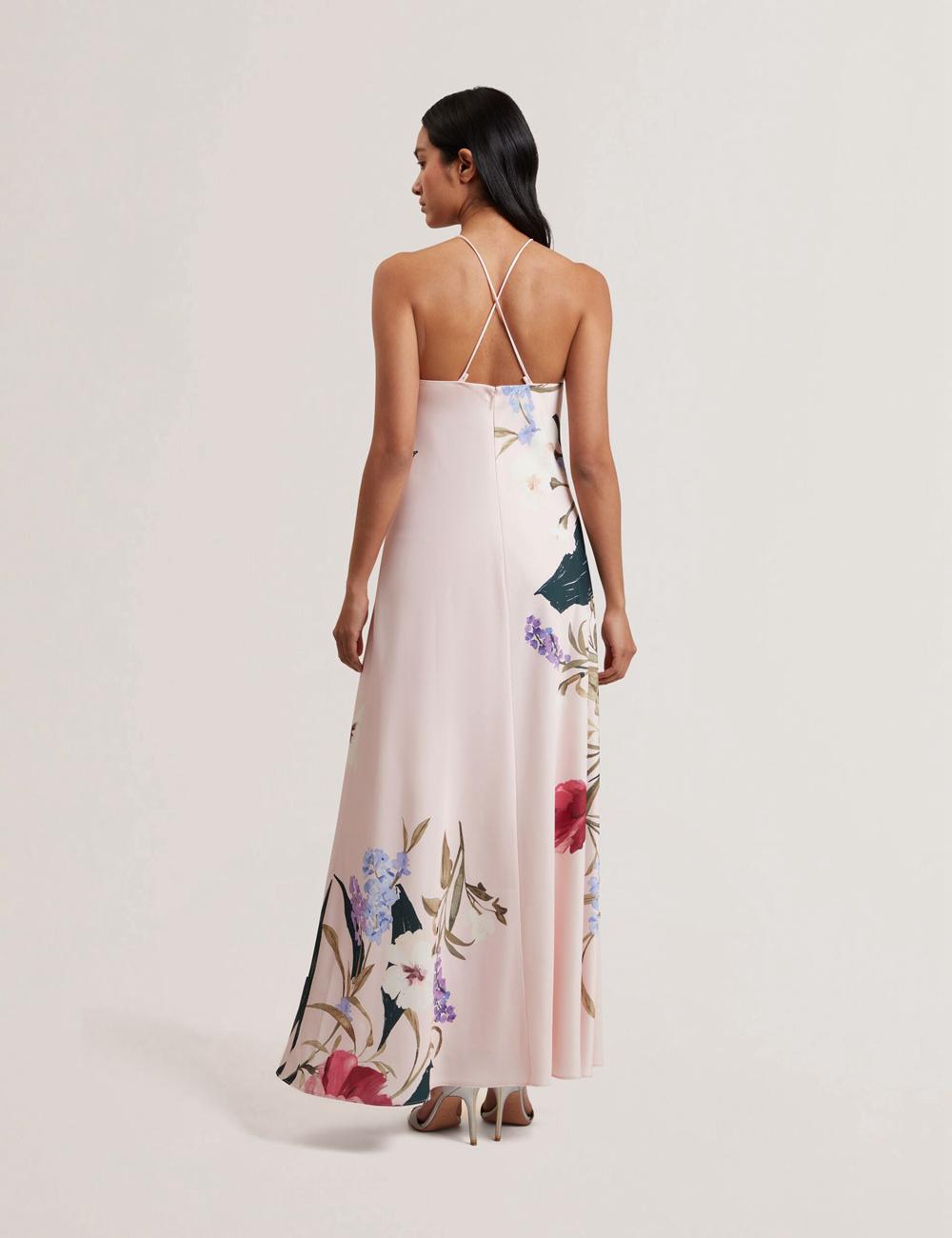 Pink Ted Baker ALMARIA - Floral Halter Neck Woven Women Maxi Dresses | Ireland  9425-PWZRN