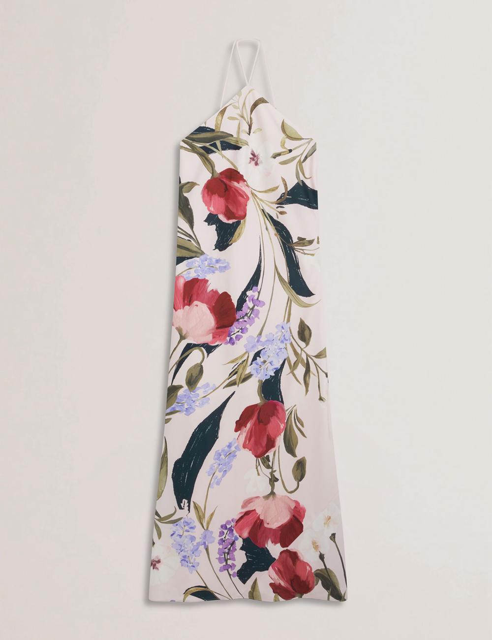 Pink Ted Baker ALMARIA - Floral Halter Neck Woven Women Maxi Dresses | Ireland  9425-PWZRN