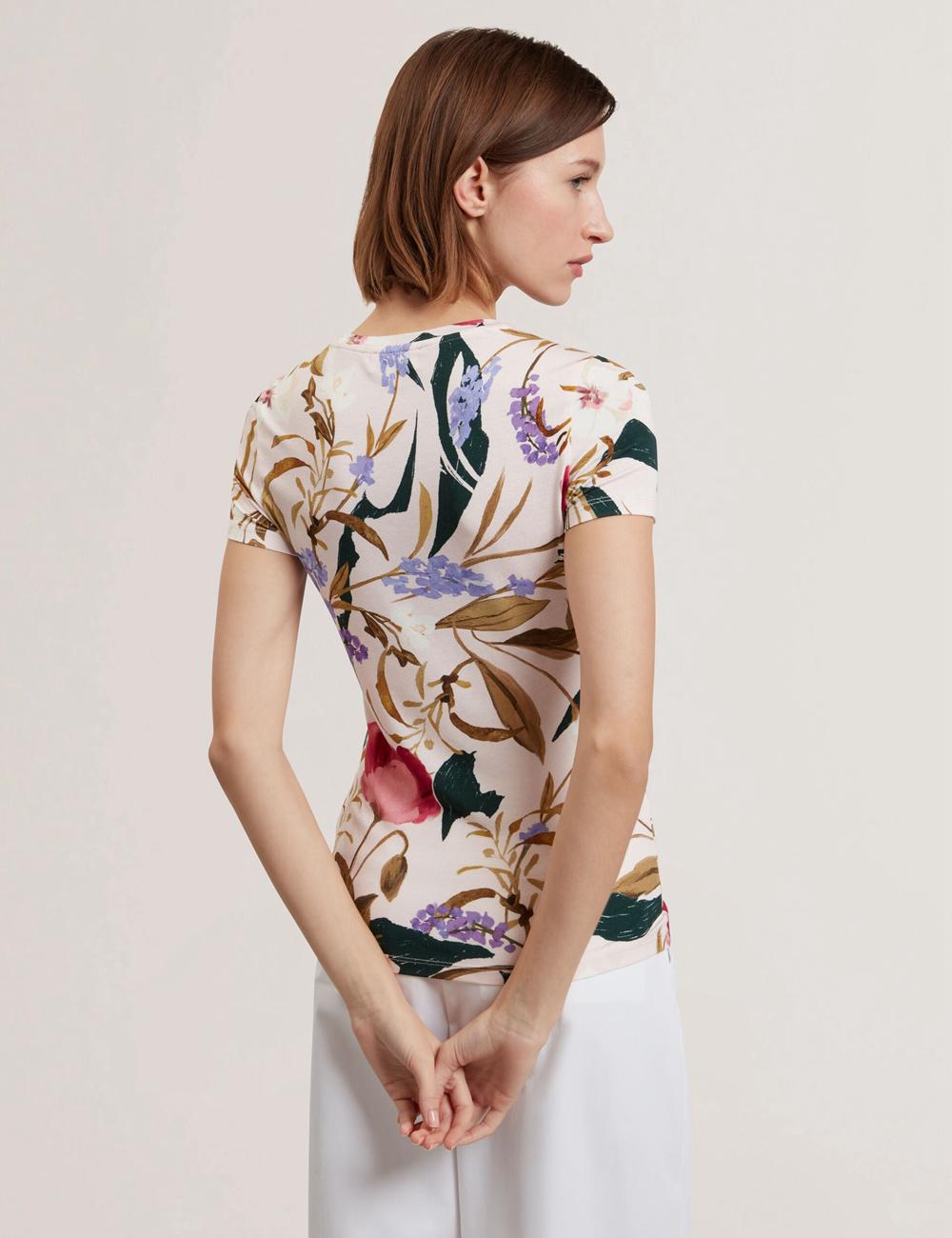 Pink Ted Baker BELLIEA - Painted Floral Print Slim Fit Women T-Shirts | Ireland  0268-YVDTQ