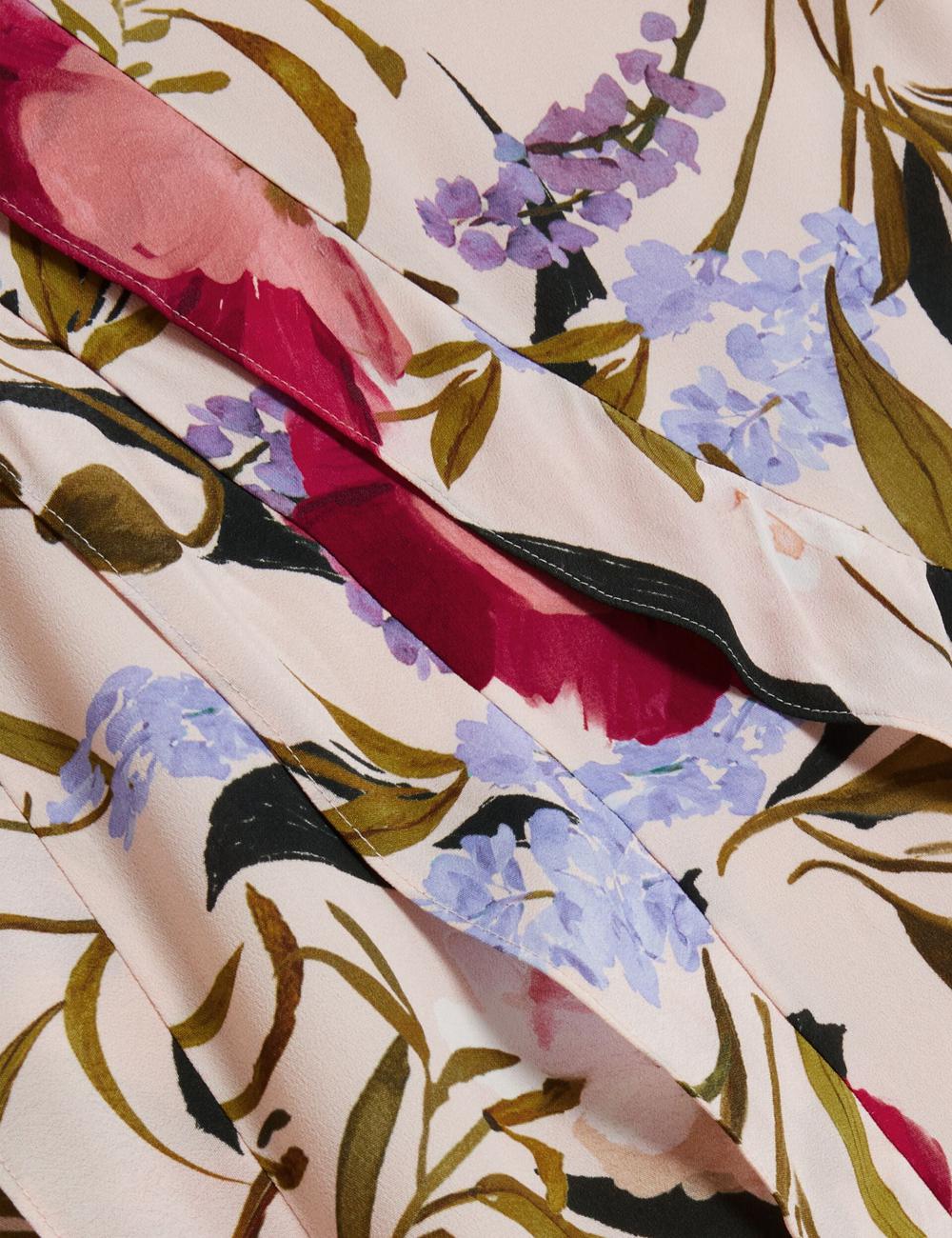 Pink Ted Baker CANDICI - Floral Print Frill Trim With Split Women Midi Skirts | Ireland  0248-IXBSU
