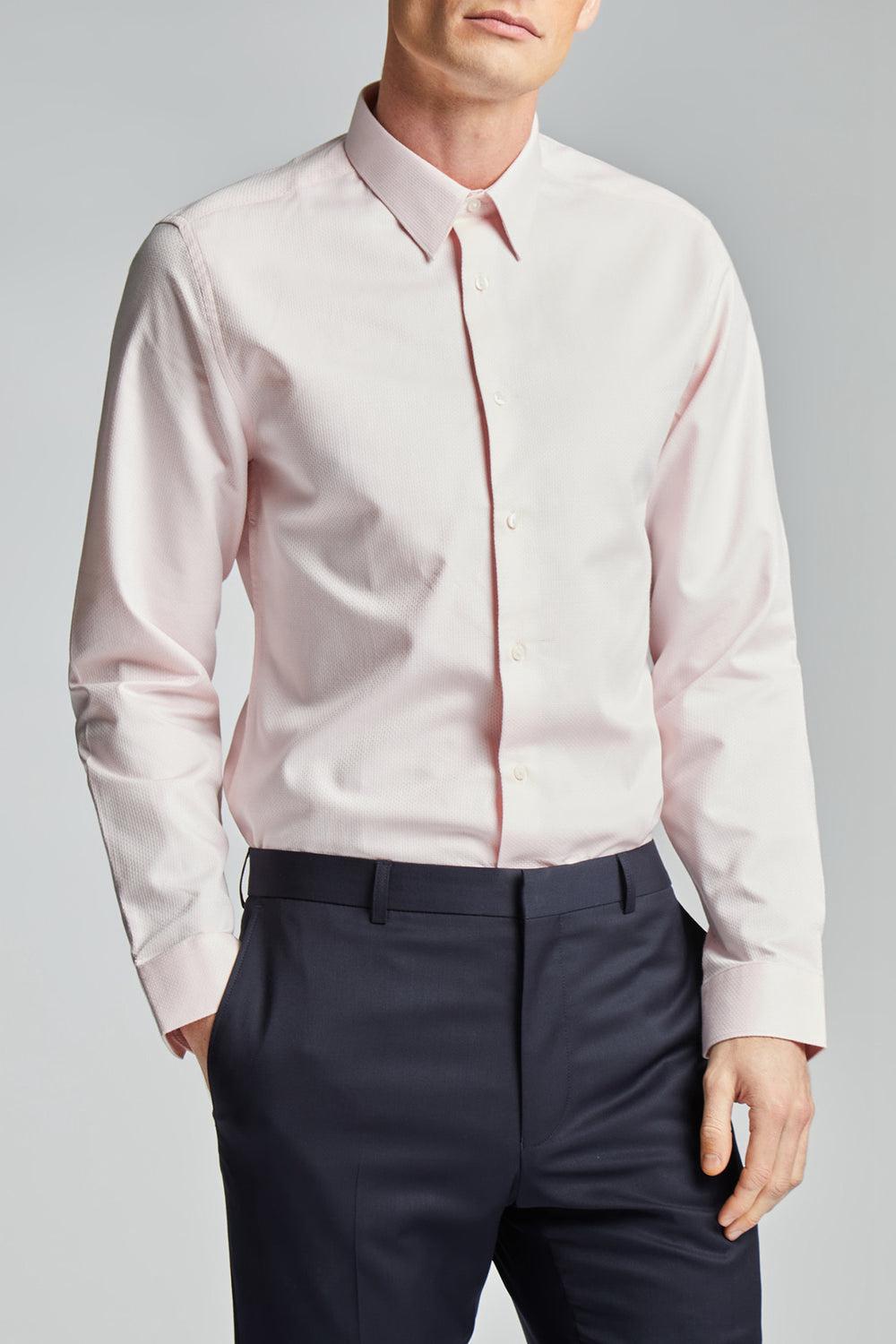 Pink Ted Baker DORAIN - Textured Cotton Long Sleeve Men Formal Shirts | Ireland  9043-KXULP