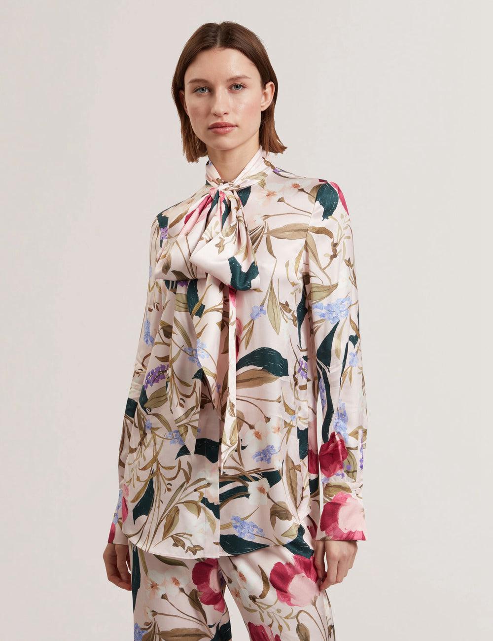 Pink Ted Baker LEEYAA - Floral Print Neck Longline Women Blouses | Ireland  8914-GHJMN