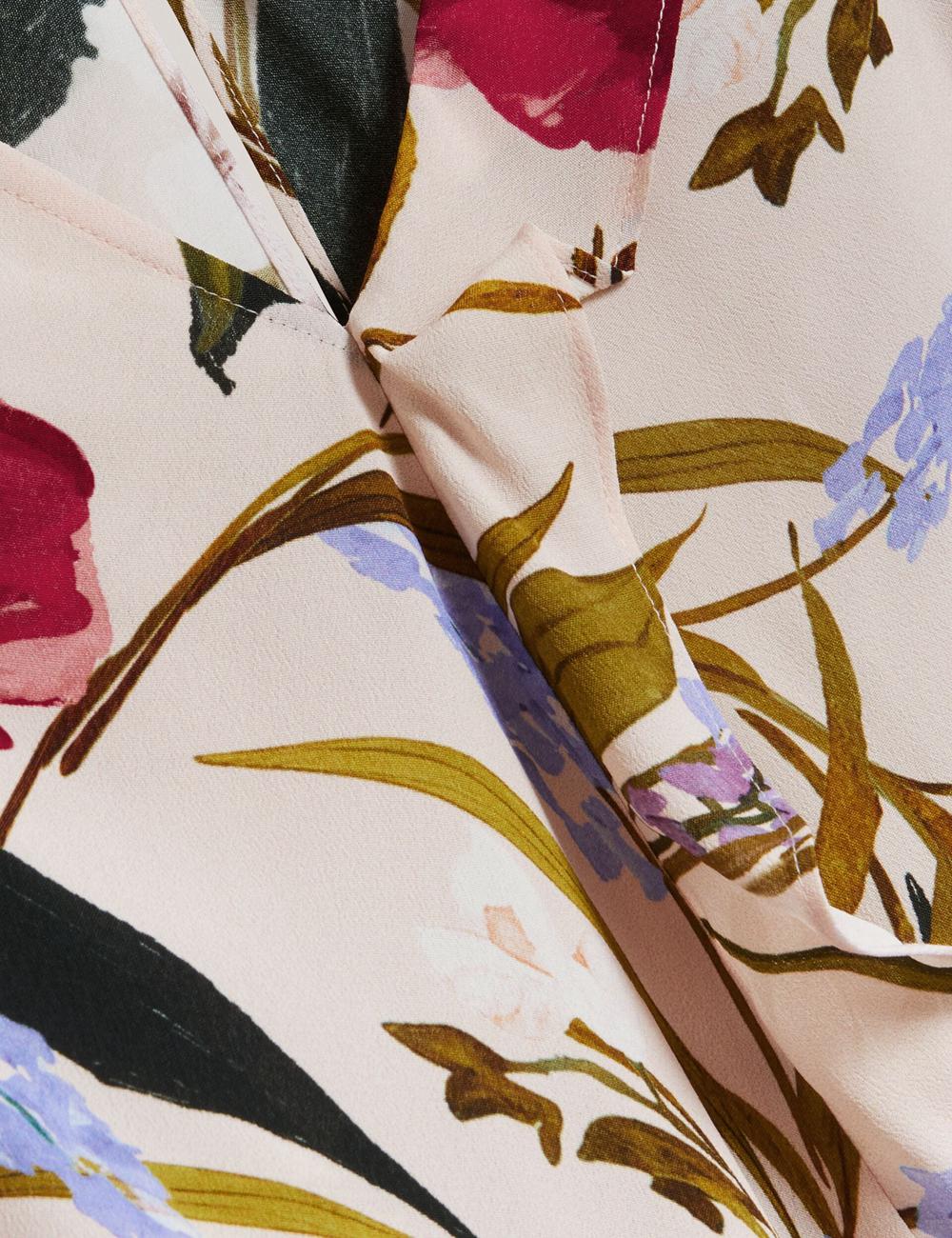 Pink Ted Baker MINASA - Floral Print Frill Trim Long Sleeve Women Blouses | Ireland  3750-UYGVA