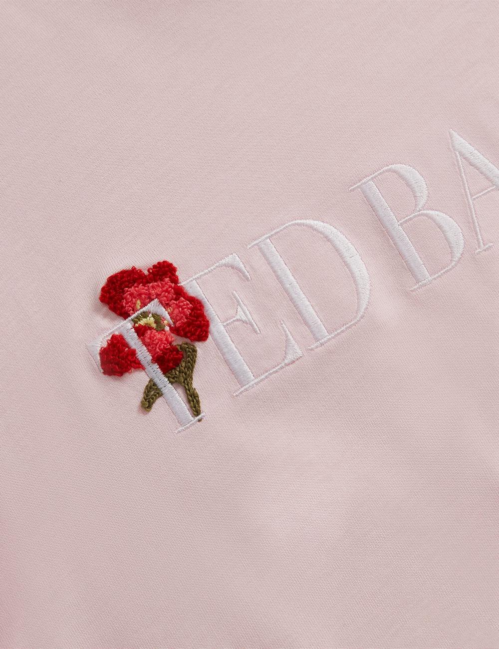 Pink Ted Baker MOLII - Embroidered Logo Cropped Cotton Women T-Shirts | Ireland  3752-DLCSB