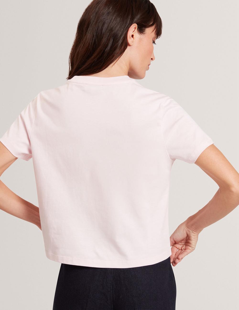 Pink Ted Baker MOLII - Embroidered Logo Cropped Cotton Women T-Shirts | Ireland  3752-DLCSB