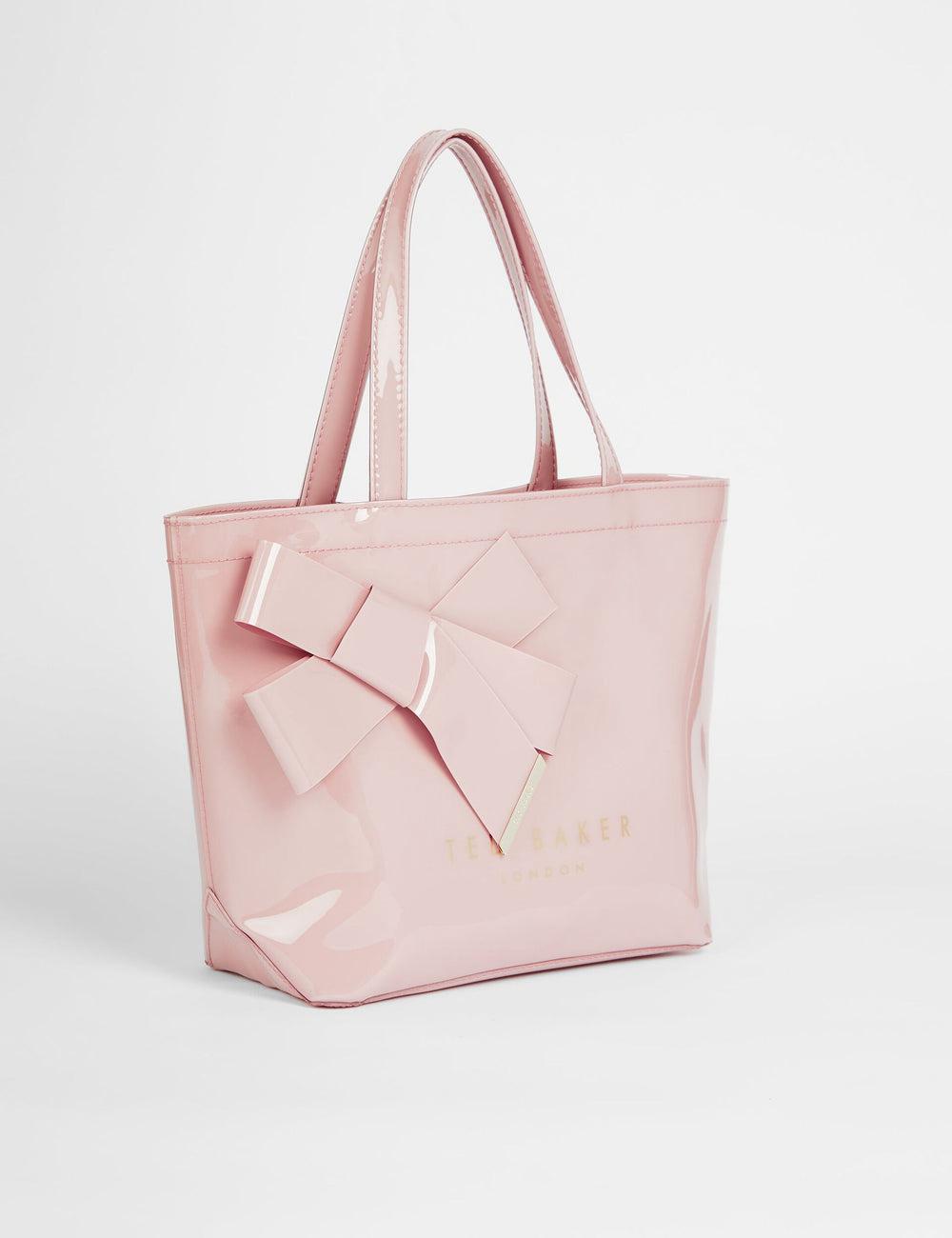 Pink Ted Baker NIKICON - Small Knot Bow Vinyl Icon Women Tote Bags | Ireland  8467-IWFUK