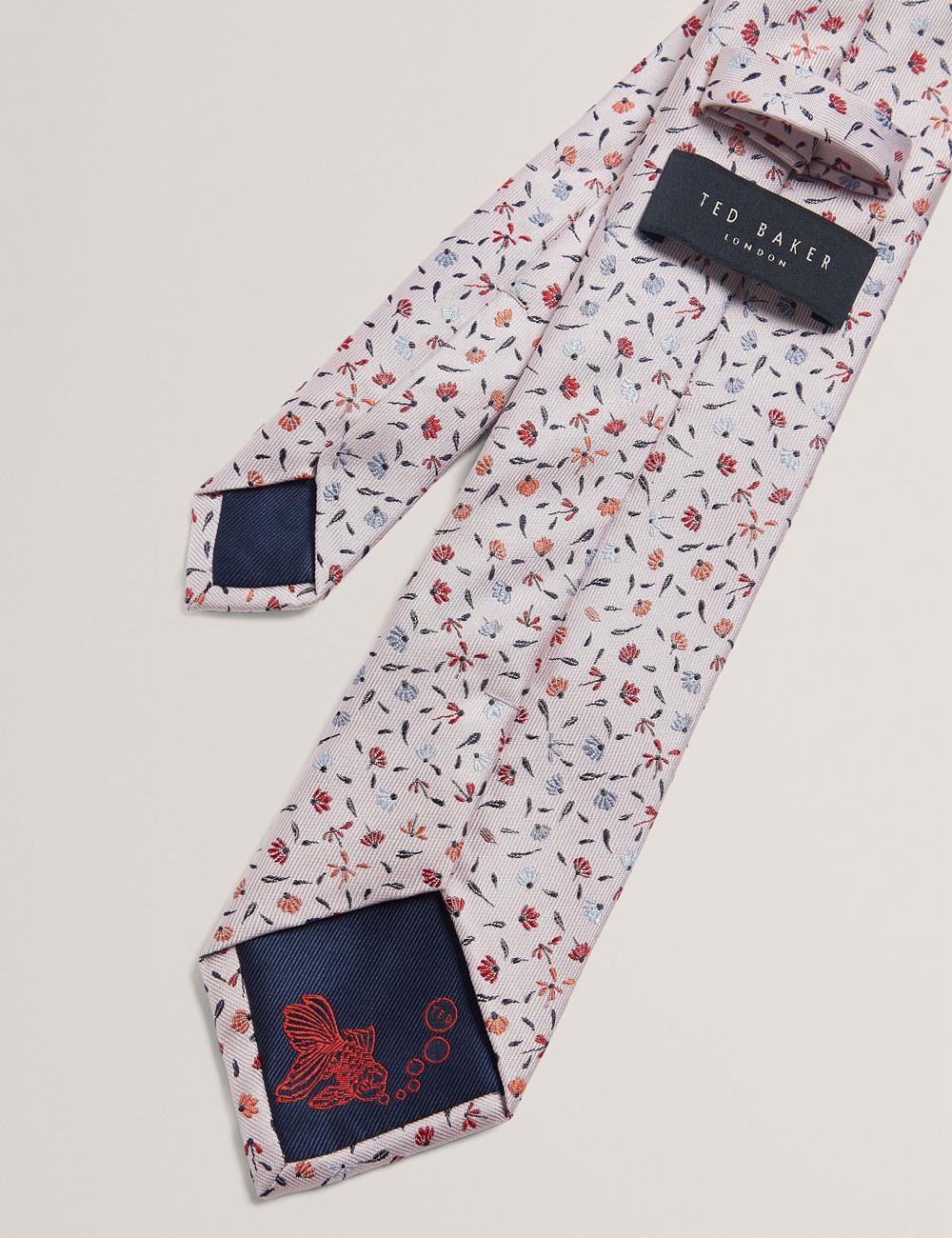 Pink Ted Baker ORSEA - Ditsy Petal Print Woven Silk Men Ties | Ireland  3972-NYIOU