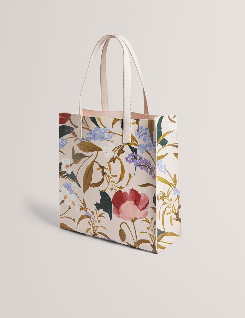 Pink Ted Baker PALAMAA - Floral Print PU Leather Large Women Tote Bags | Ireland  8401-XLKZY
