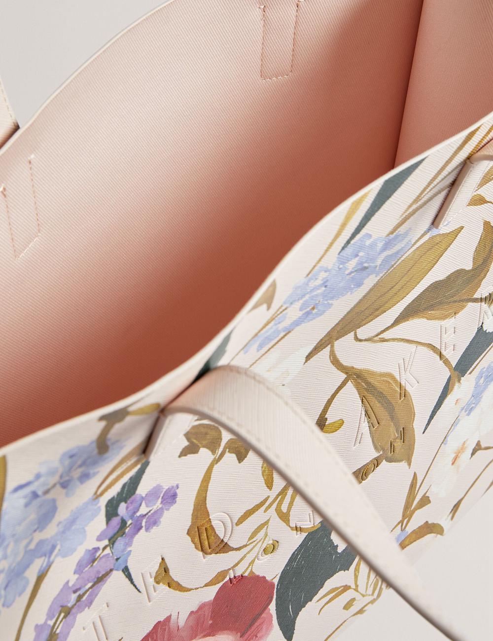 Pink Ted Baker PALAMAA - Floral Print PU Leather Large Women Tote Bags | Ireland  8401-XLKZY