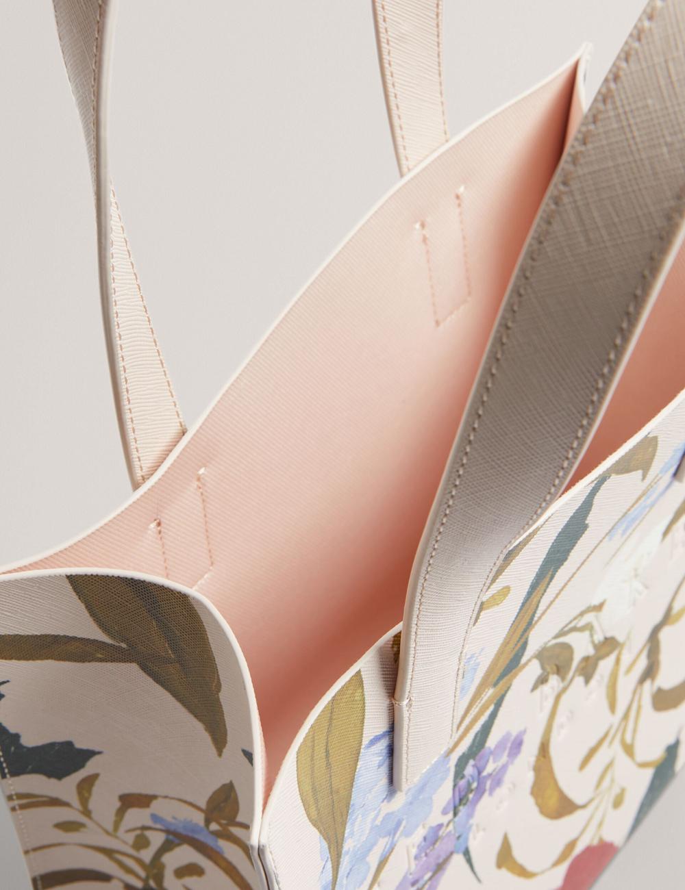 Pink Ted Baker PHYLISA - Floral Print PU Leather Small Women Tote Bags | Ireland  9371-ZIBNY