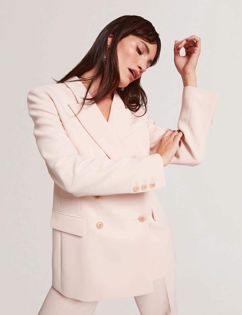 Pink Ted Baker TRAGA - Tailored Double Breasted Woven Women Blazers | Ireland  2758-IAEYP
