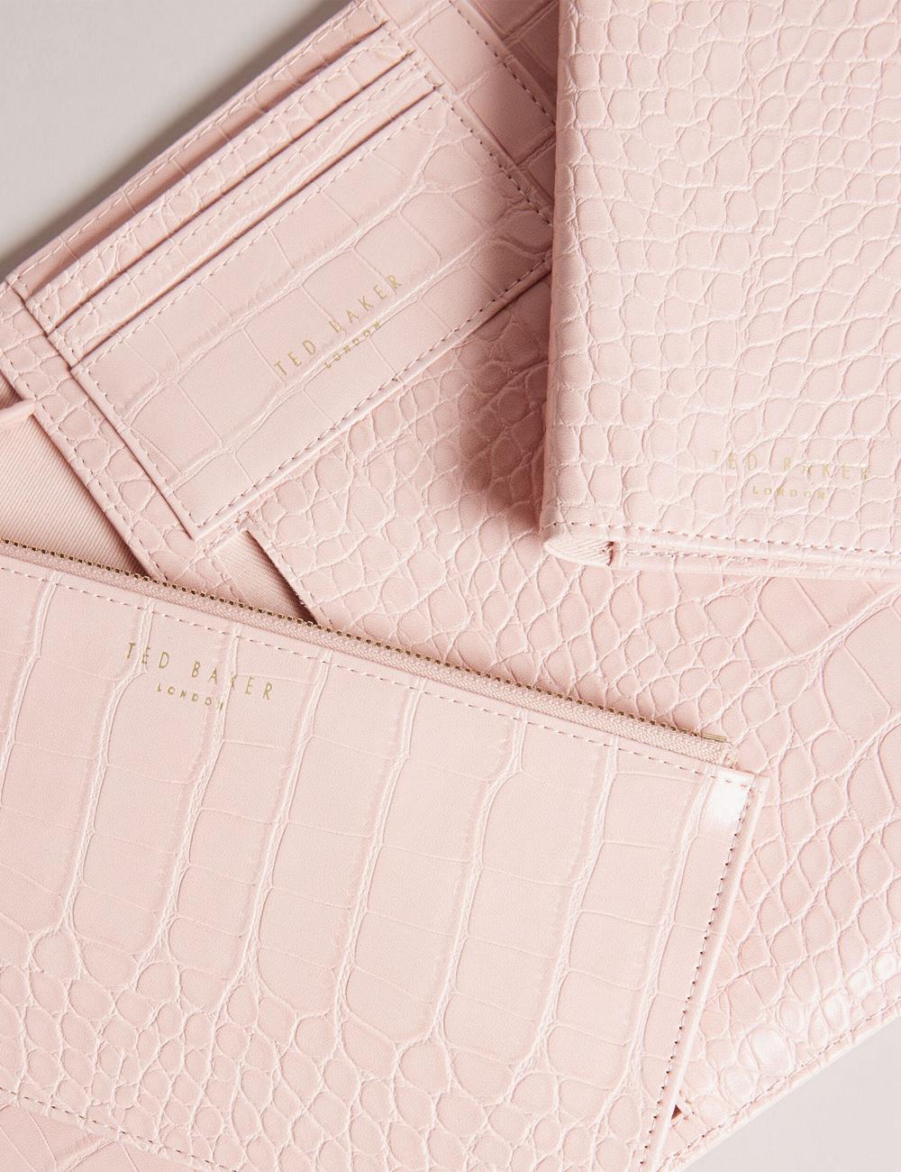 Pink Ted Baker TRAVELZ - Croc Faux Leather Travel Organiser Women Wallets | Ireland  1249-LUCOB