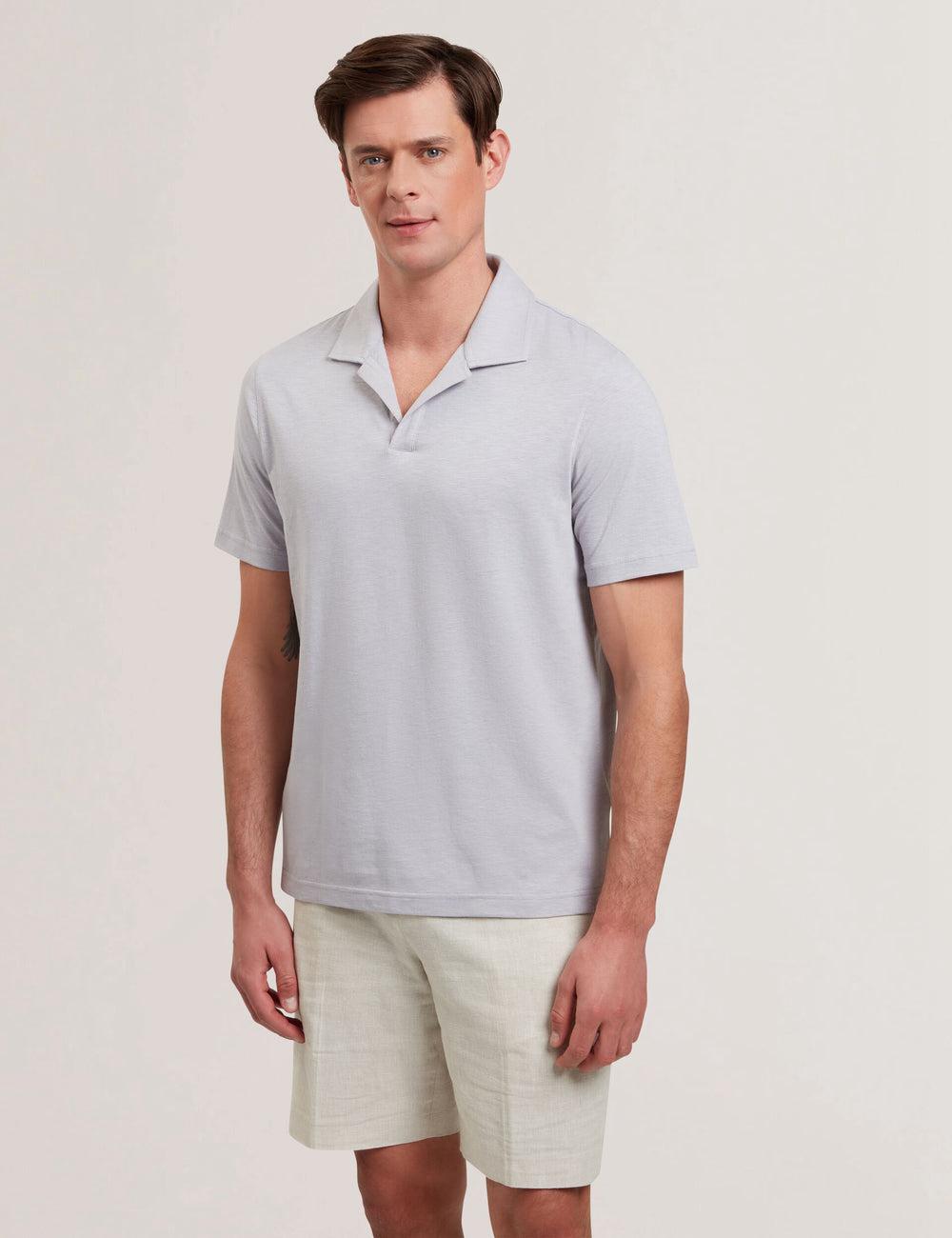 Purple Ted Baker ANITO - Cotton Linen Open Neck Men Polos Shirts | Ireland  3721-APOEN