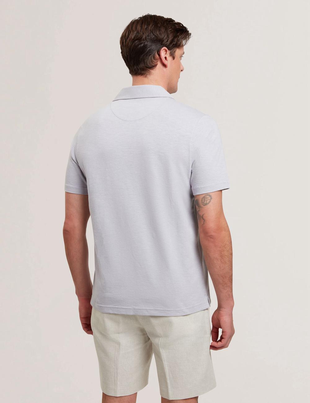 Purple Ted Baker ANITO - Cotton Linen Open Neck Men Polos Shirts | Ireland  3721-APOEN