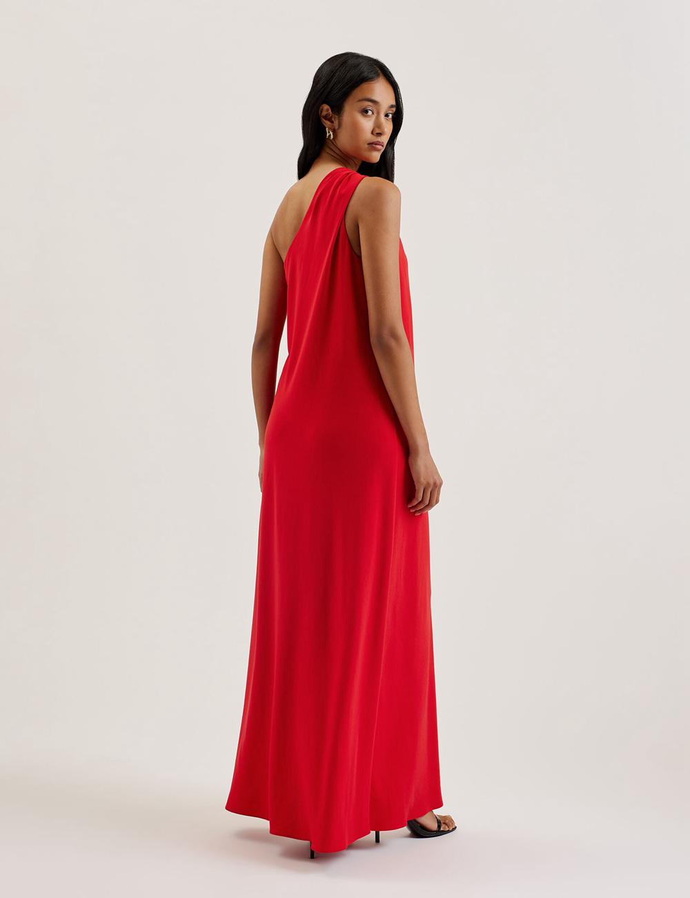 Red Ted Baker AISLI - One Shoulder Woven Women Maxi Dresses | Ireland  5028-AXYZH