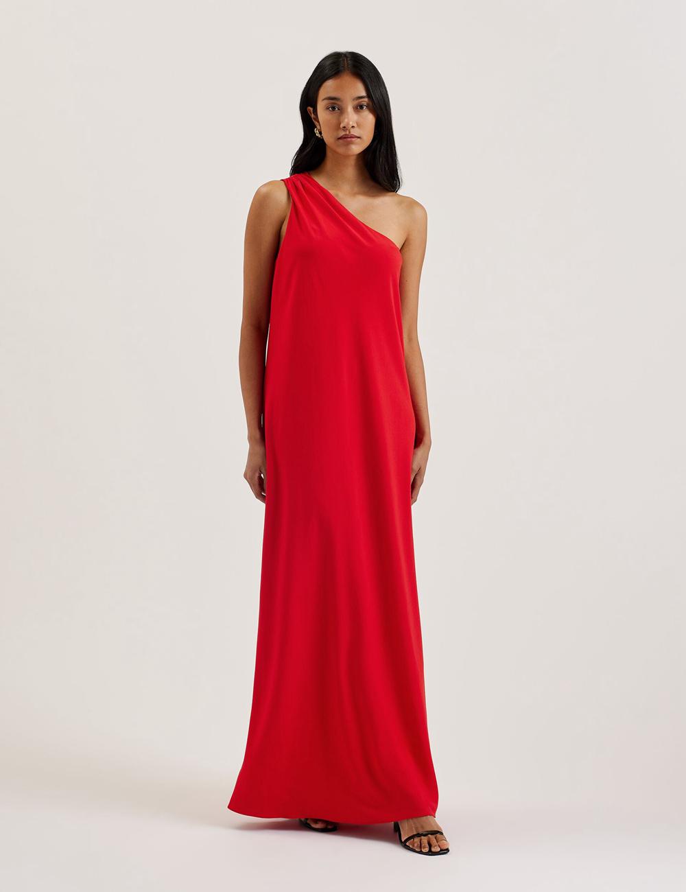 Red Ted Baker AISLI - One Shoulder Woven Women Maxi Dresses | Ireland  5028-AXYZH