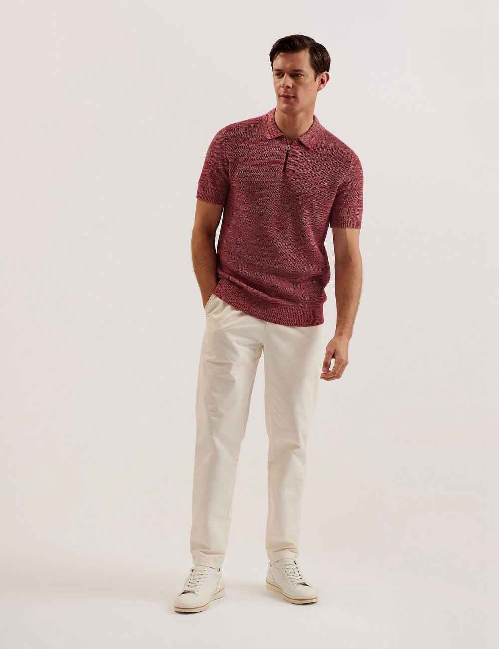 Red Ted Baker BLOSSAM - Space Dye Zip Neck Men Polos Shirts | Ireland  9743-RGQSW