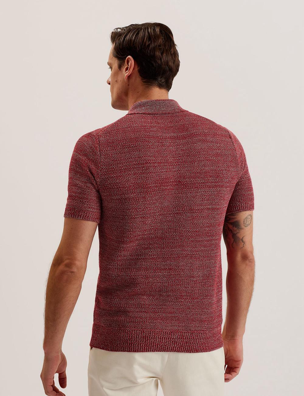 Red Ted Baker BLOSSAM - Space Dye Zip Neck Men Polos Shirts | Ireland  9743-RGQSW