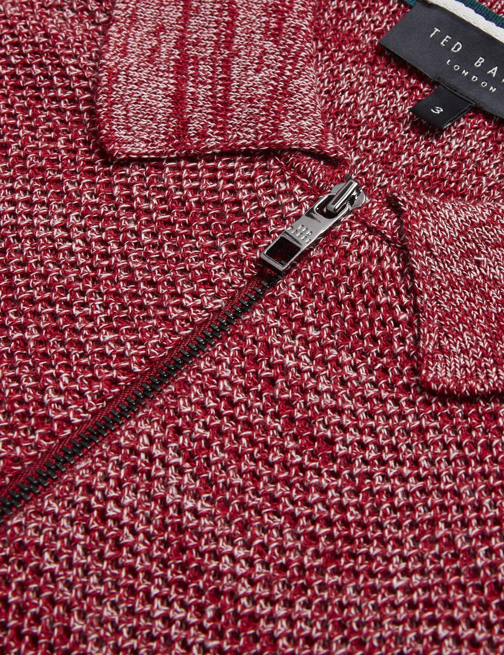 Red Ted Baker BLOSSAM - Space Dye Zip Neck Men Polos Shirts | Ireland  9743-RGQSW
