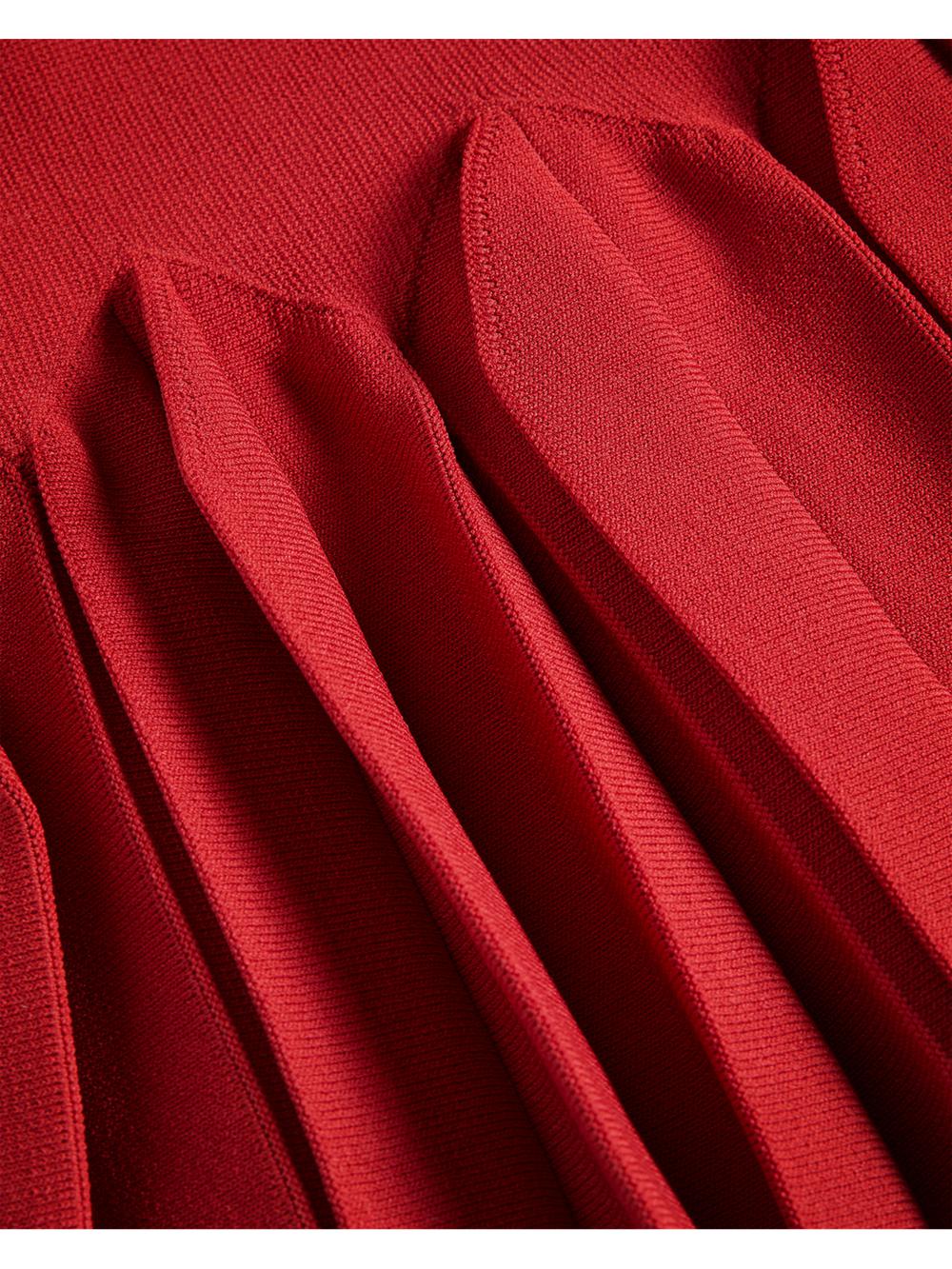 Red Ted Baker CANDDY - Pleated Hem Bodycon Knit Women Mini Dresses | Ireland  5301-FCXBN
