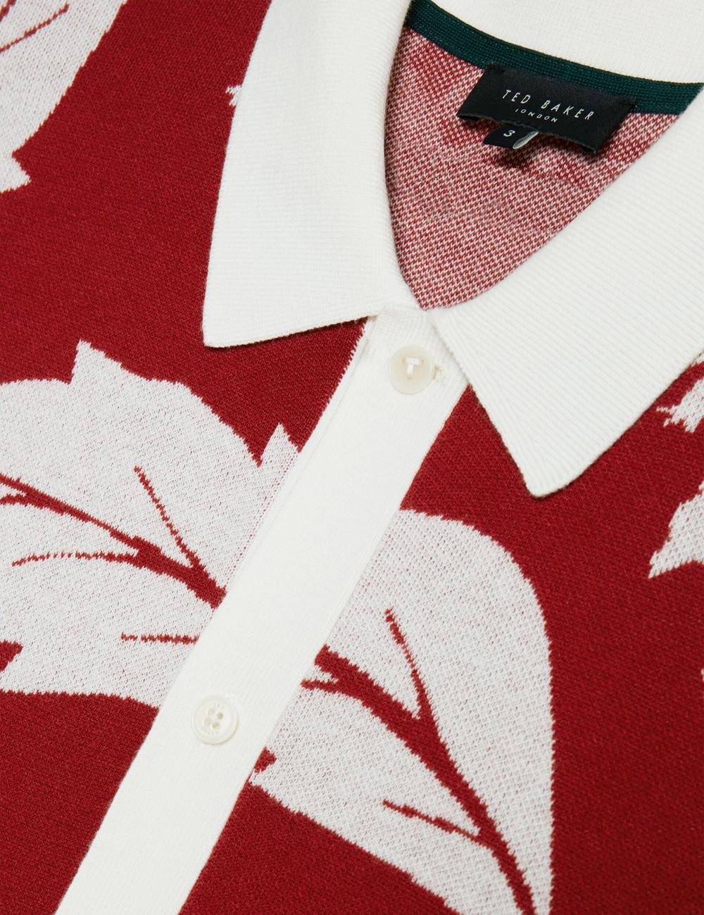 Red Ted Baker EDSON - Short Sleeve Button Through Floral Men Polos Shirts | Ireland  0165-ICHYB