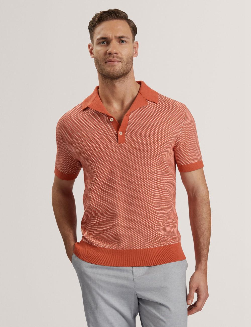 Red Ted Baker GREGRY - Short Sleeve Small Stitch Knitted Men Polos Shirts | Ireland  1794-MNHPG
