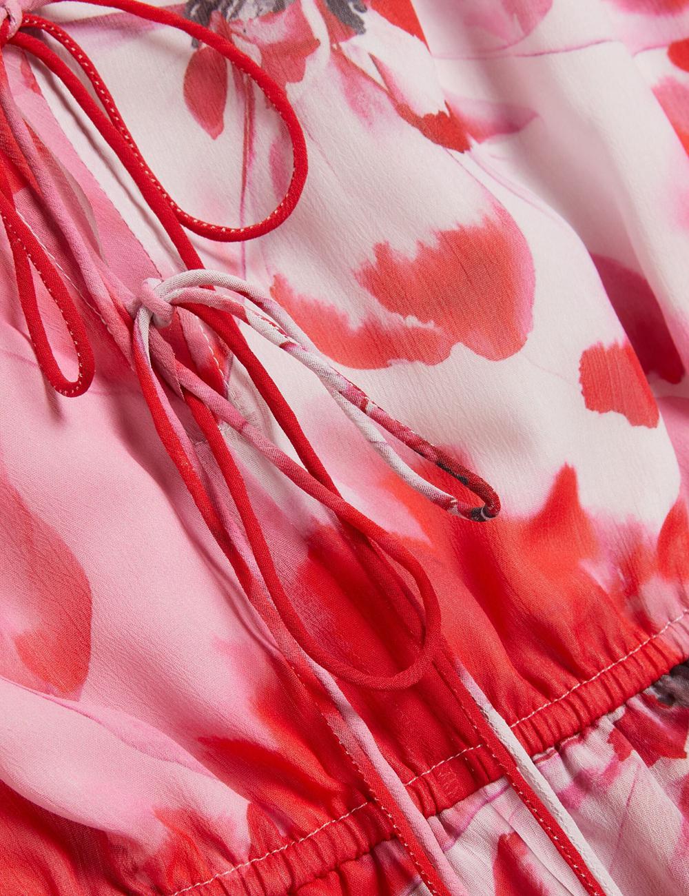 Red Ted Baker LEYNA - Floral Chiffon Front Women Mini Dresses | Ireland  1945-JZHVS
