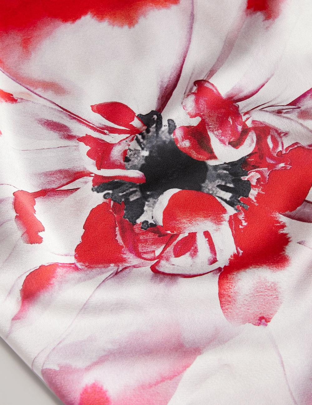 Red Ted Baker NASINU - Printed Satin Batwing Sleeve Women Midi Dresses | Ireland  1436-FIGYV