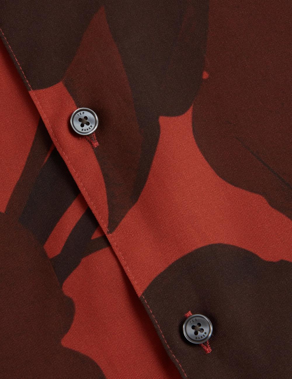 Red Ted Baker PINEDA - Short Sleeve Relaxed Floral Print Men Casual Shirts | Ireland  3186-GDZWP