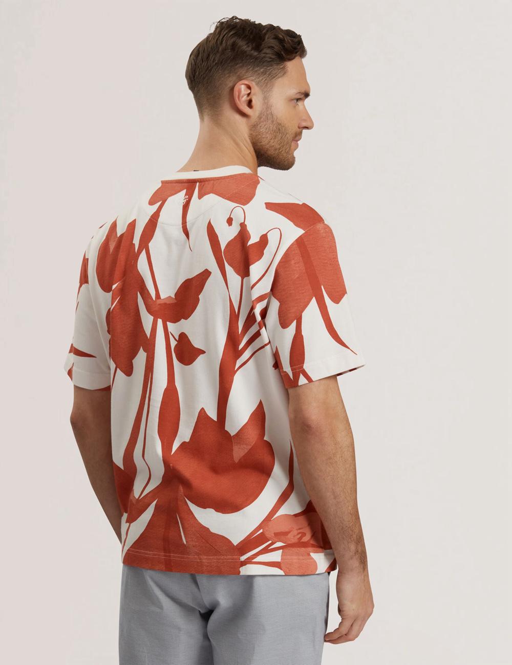 Red Ted Baker YIANNOS - Floral Print Heavyweight Cotton Men T-Shirts | Ireland  3048-ESGWC