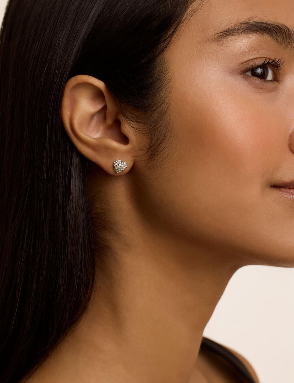 Silver Ted Baker ADORAA - Crystal Heart Stud Women Earrings | Ireland  6052-COJEP