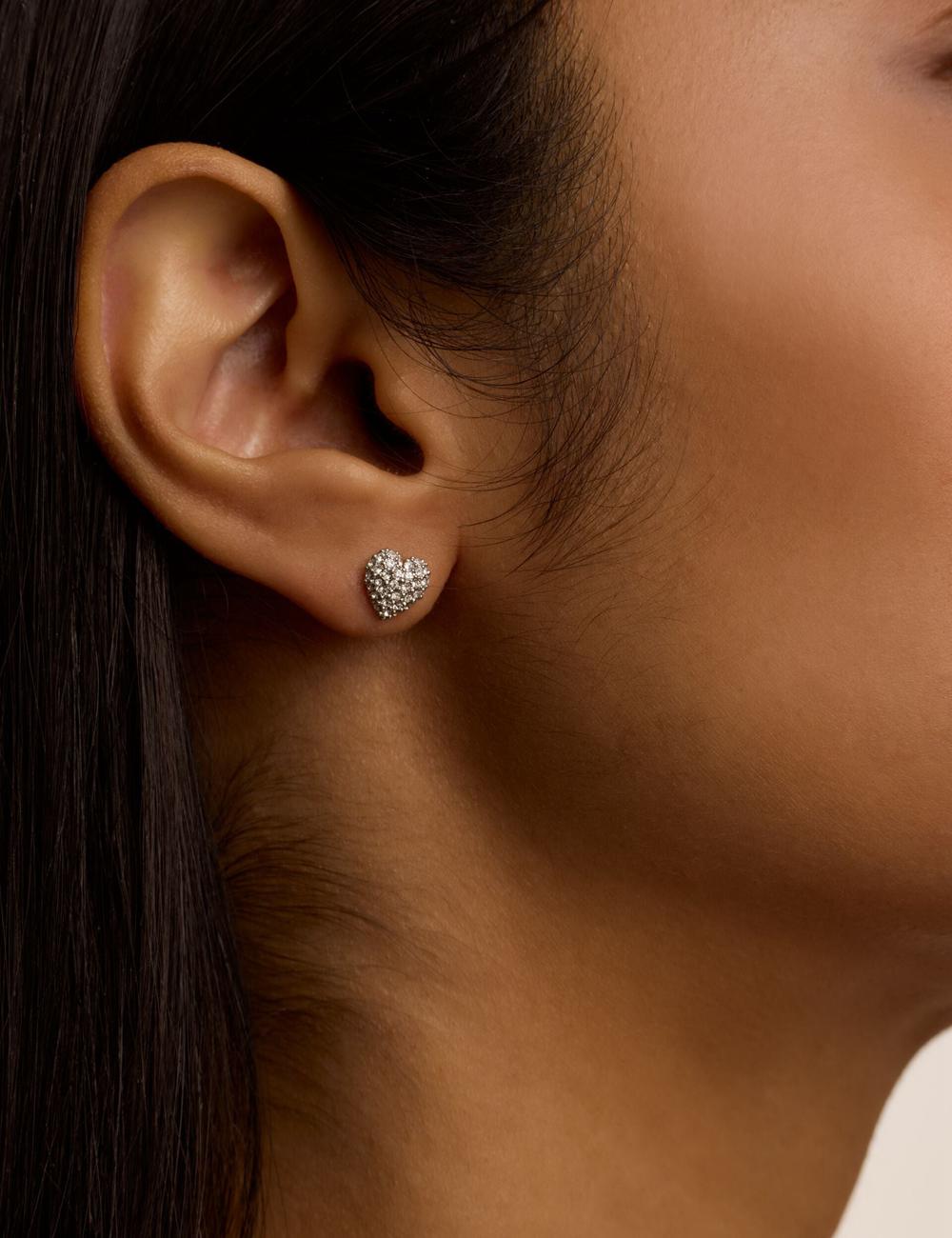 Silver Ted Baker ADORAA - Crystal Heart Stud Women Earrings | Ireland  6052-COJEP