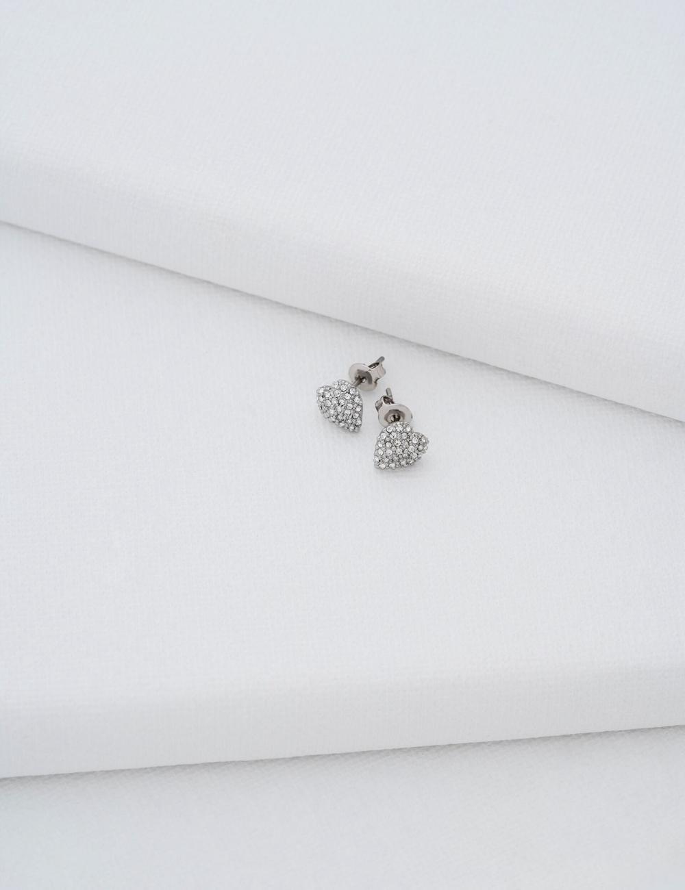 Silver Ted Baker ADORAA - Crystal Heart Stud Women Earrings | Ireland  6052-COJEP