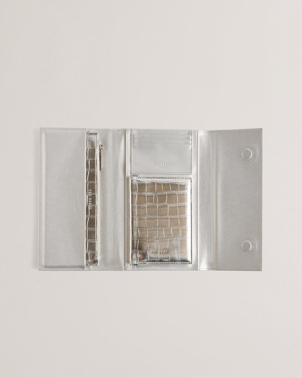 Silver Ted Baker ALETHAI - Croc Effect Travel Organiser Women Wallets | Ireland  7192-LKYGZ
