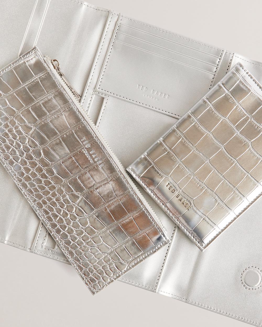 Silver Ted Baker ALETHAI - Croc Effect Travel Organiser Women Wallets | Ireland  7192-LKYGZ