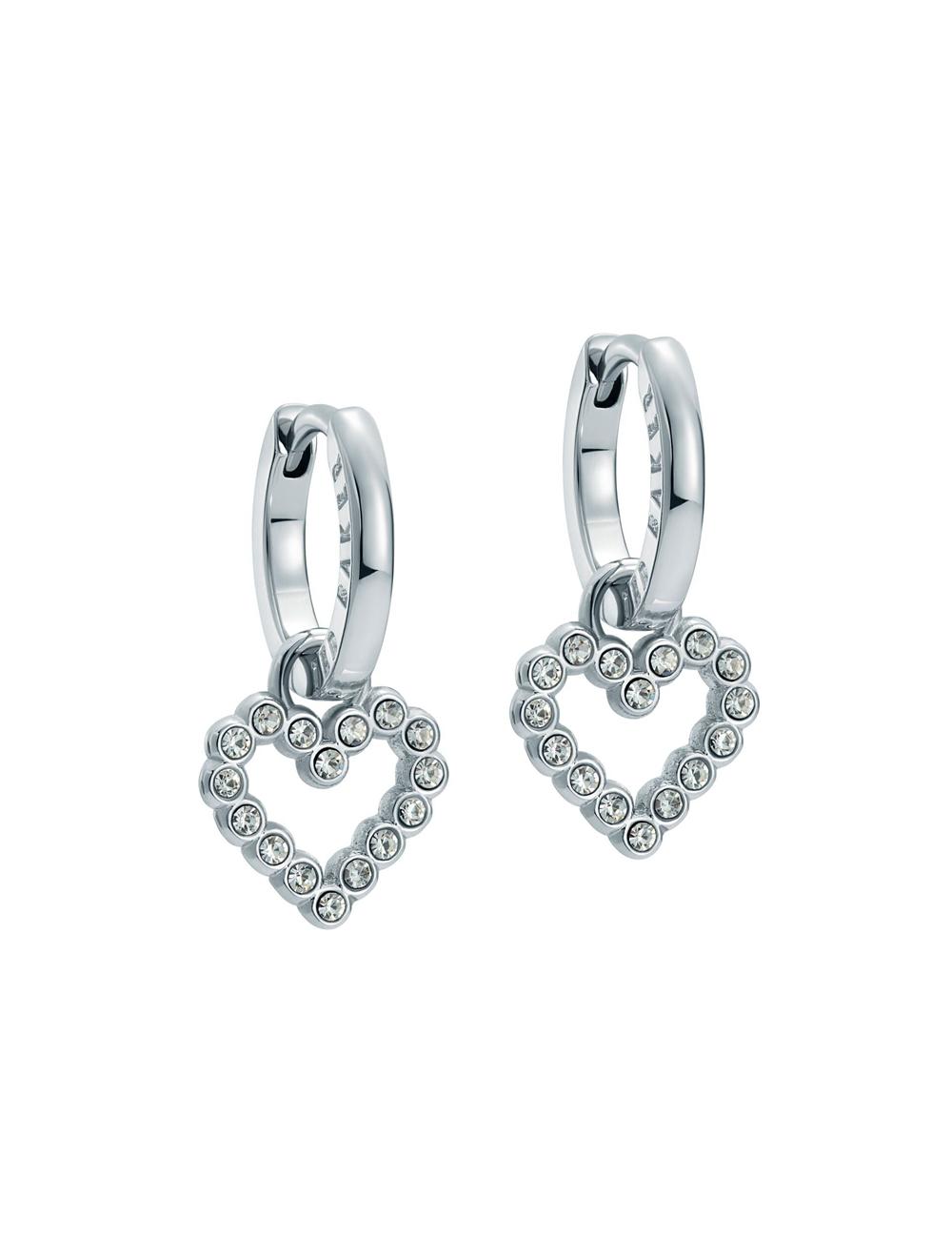 Silver Ted Baker AMORA - Crystal Open Heart Huggie Women Earrings | Ireland  7329-JXYVA