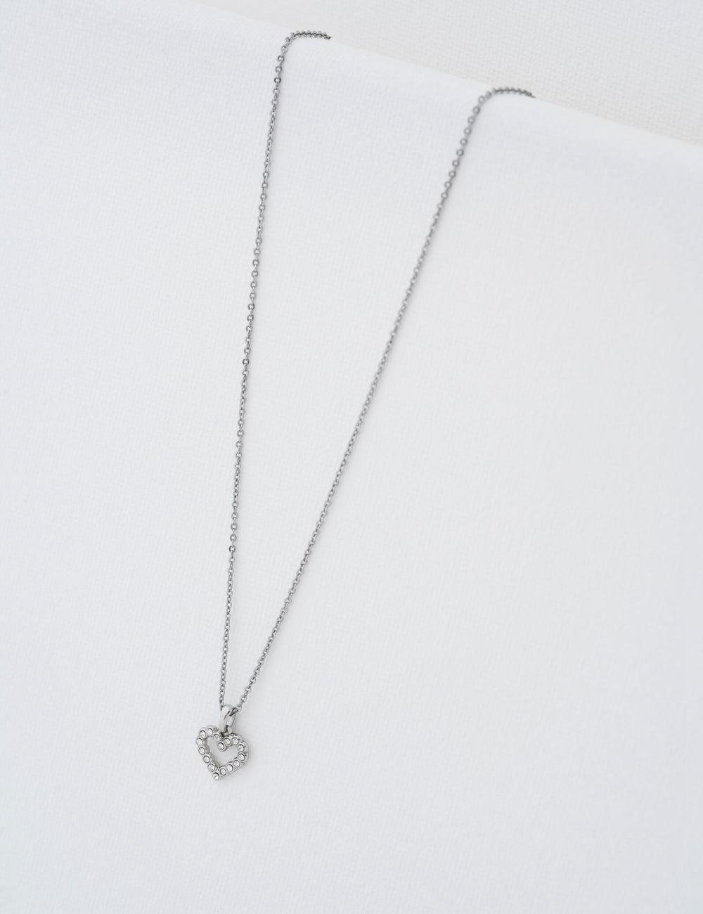 Silver Ted Baker AMORE - Crystal Open Heart Pendant Women Necklaces | Ireland  1279-ZCHWQ