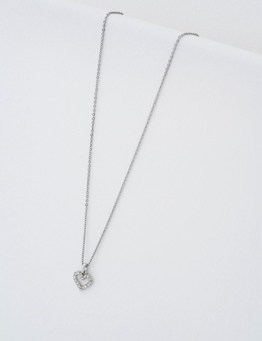 Silver Ted Baker AMORE - Crystal Open Heart Pendant Women Necklaces | Ireland  1279-ZCHWQ
