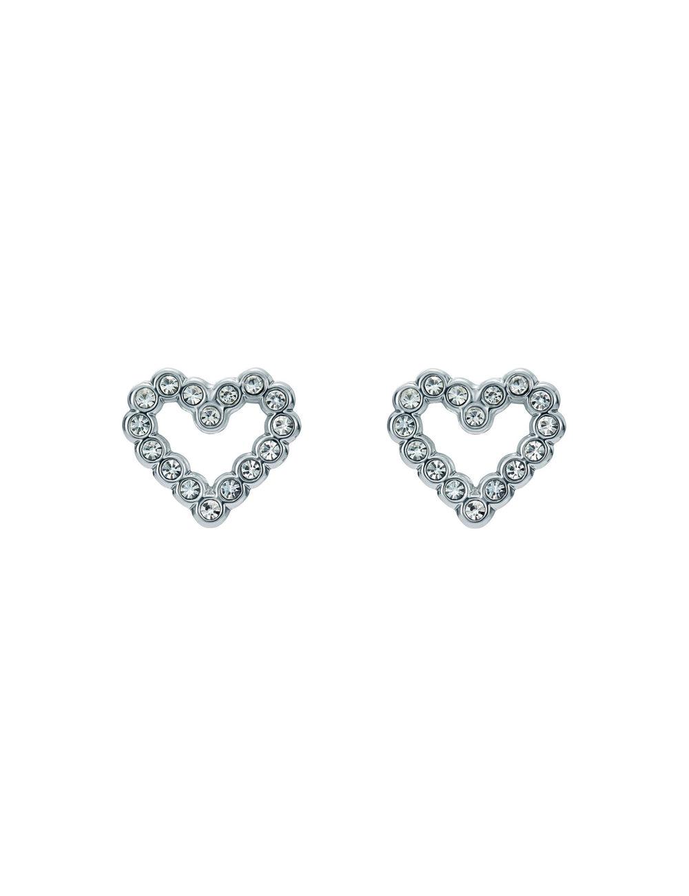 Silver Ted Baker AMORINA - Crystal Open Heart Stud Women Earrings | Ireland  0591-TENZF