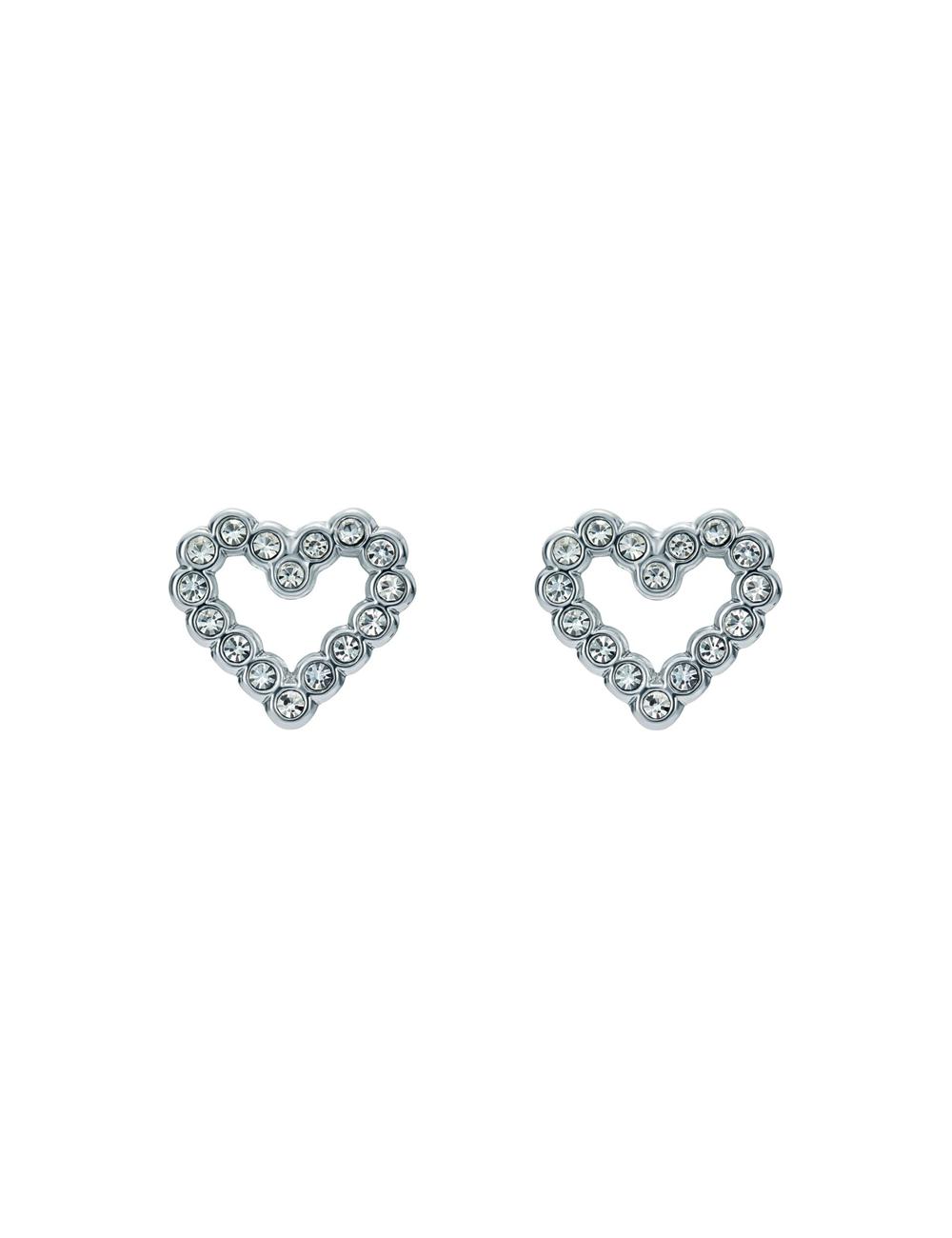 Silver Ted Baker AMORINA - Crystal Open Heart Stud Women Earrings | Ireland  0591-TENZF
