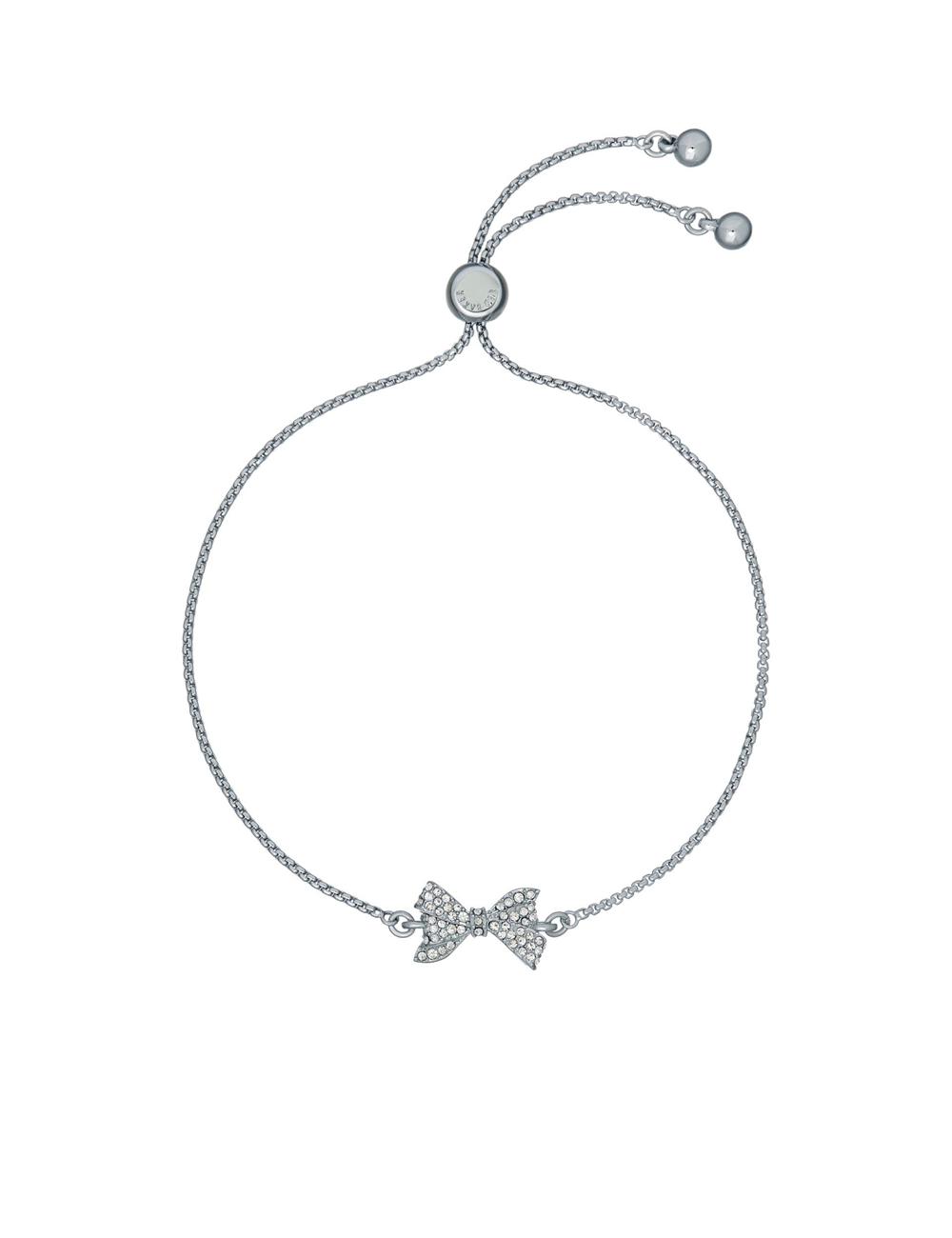 Silver Ted Baker BARSET - Crystal Bow Adjustable Women Bracelets | Ireland  4973-ZCDHA
