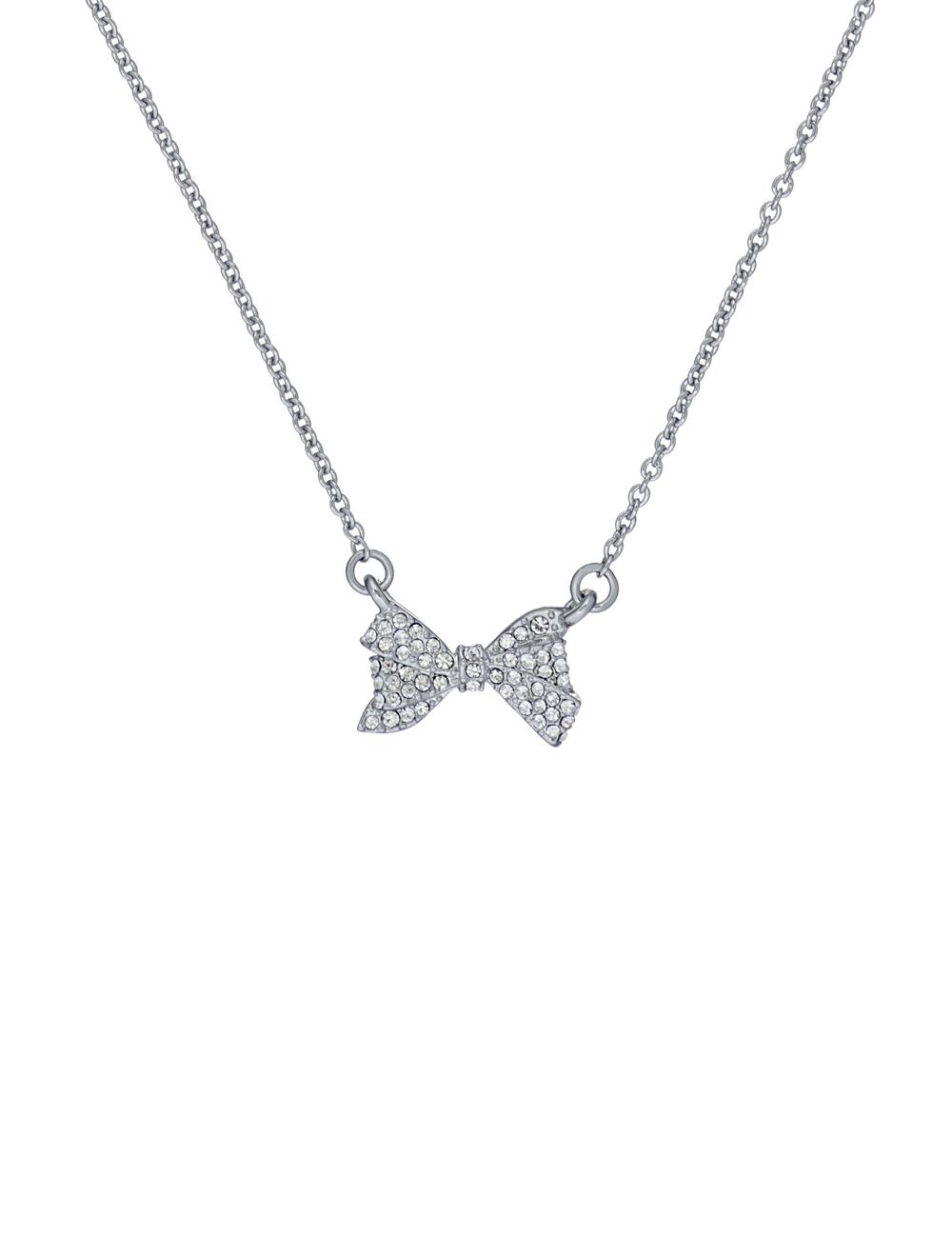 Silver Ted Baker BARSIE - Crystal Bow Pendant Women Necklaces | Ireland  4289-MHXFP