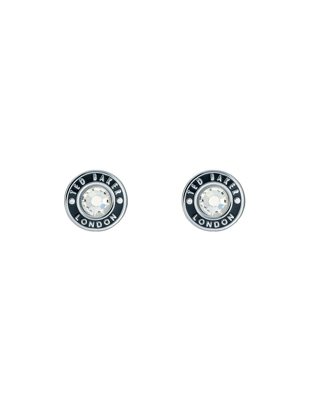 Silver Ted Baker CHERELLE - Branded Crystal Button Stud Women Earrings | Ireland  4671-ZYTNL