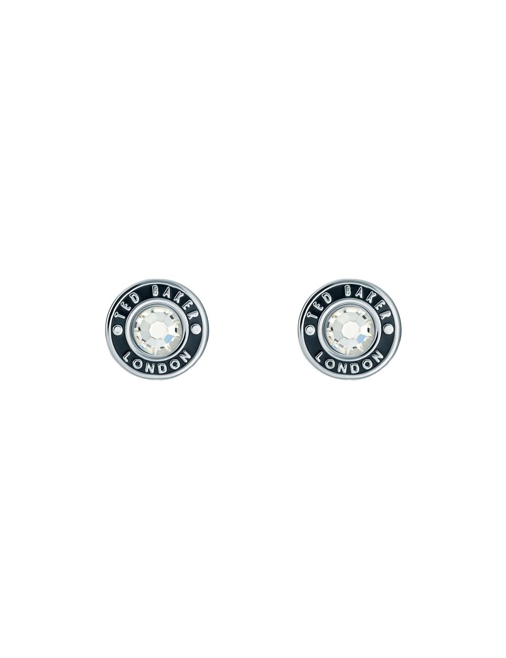 Silver Ted Baker CHERELLE - Branded Crystal Button Stud Women Earrings | Ireland  4671-ZYTNL