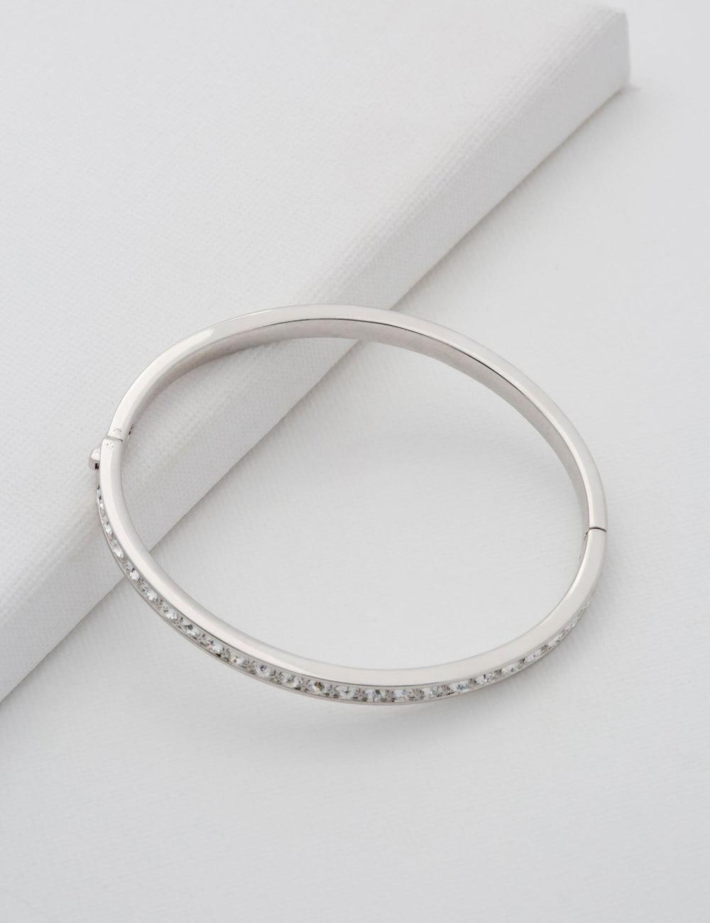 Silver Ted Baker CLEMARA - Crystal Hinge Bangle Women Bracelets | Ireland  4371-YWRSC