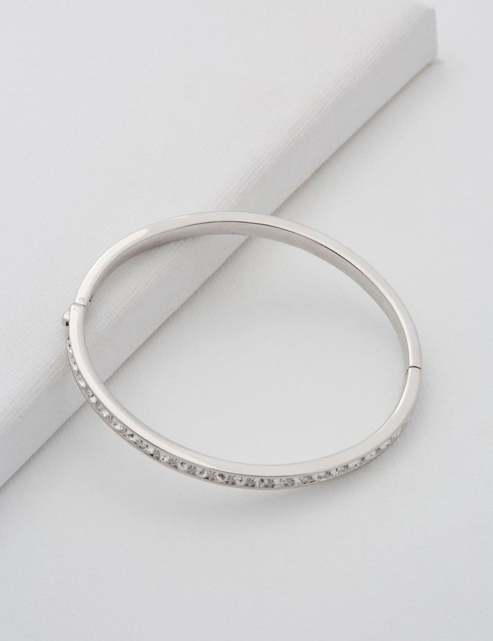 Silver Ted Baker CLEMARA - Crystal Hinge Bangle Women Bracelets | Ireland  4371-YWRSC